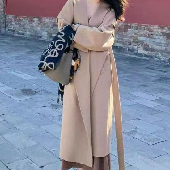 Woolen Long Elegant Double-Sided Lapel Wasteland Style Winter Autumn Loose Coat