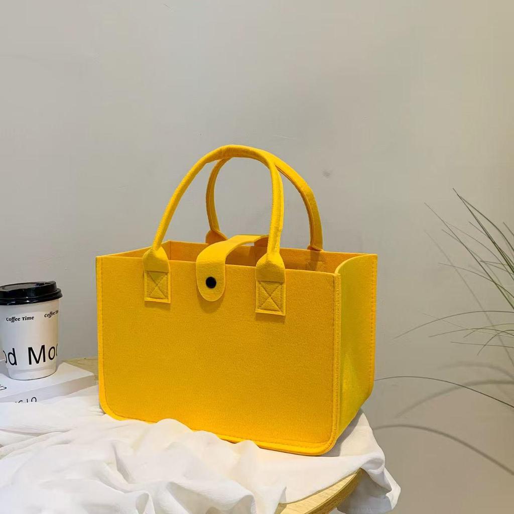 Solid Color Felt Handbag: Large Capacity Commuter and Student Bag