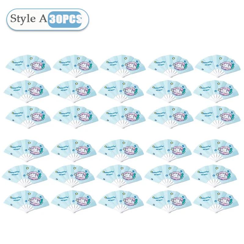 1-50PCS Summer Cute Cartoon Folding 7-fold Fan Portable Hand Held Fan Plastic Cartoon Folding Fan Cute Home Decoration As Gifts
