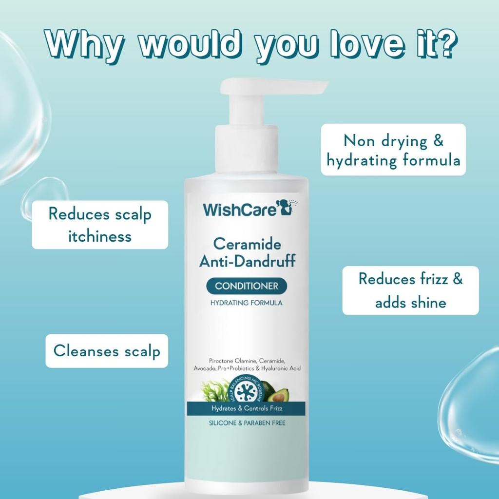 WishCare Hydrating AHA BHA Anti Dandruff Shampoo & Ceramide Conditioner Combo Pack 250ml+200ml