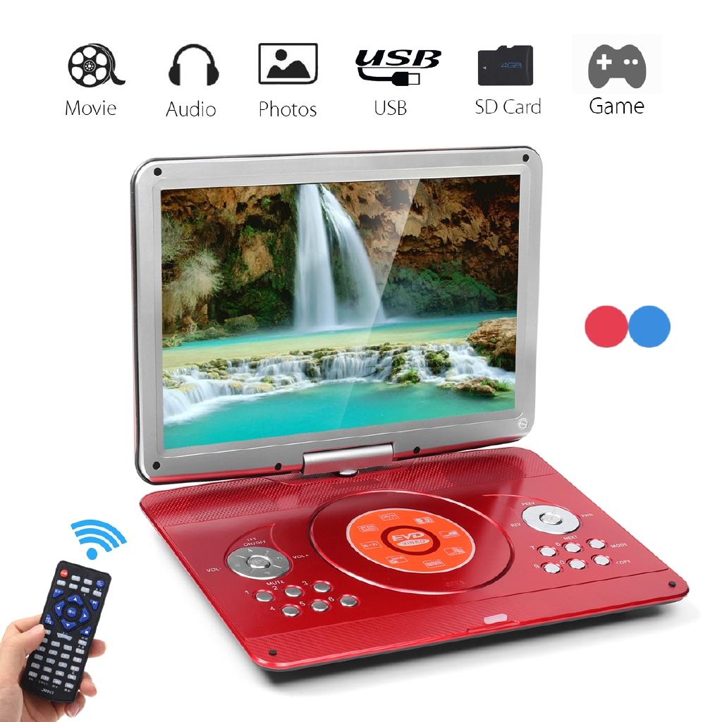 Φορητό DVD Player 14 ιντσών Περιστρεφόμενη Οθόνη Media DVD για Παιχνίδι Τηλεόραση Υποστήριξη MP3 MP4 VCD CD Player για Σπίτι και Αυτοκίνητο