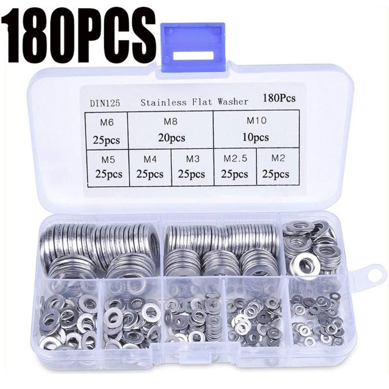 180Pieces Practical Penny Washers Sturdy Stainless Steel Portable Accessory for Various Applications Repair Tool