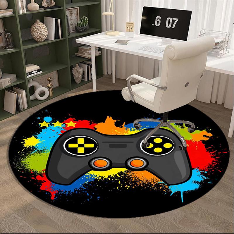Energetic Gaming Controller round carpet Chair cushion Round Entryway Rug, Soft Round Rugs for Living Room, Bedroom, Circle Carpet decor gifts