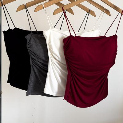 Chest Pad Tank Top Halter Crop Tops Women Summer Camis Backless Camisole Fashion Tube Lady Sleeveless Tops