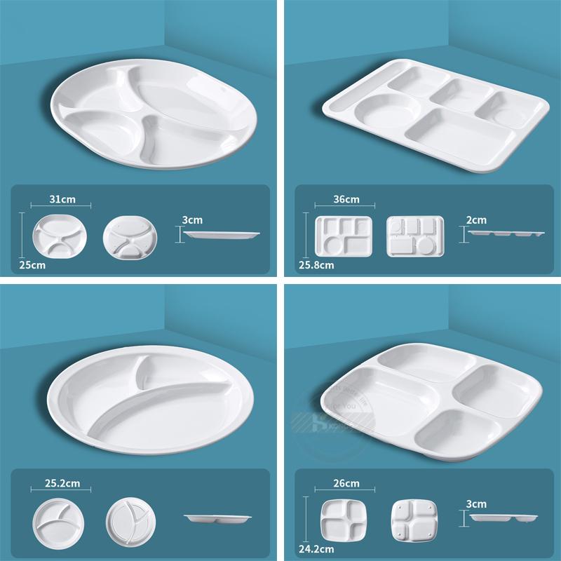 Jídlo Jídelní talíře Dělený jídelní tác Oběd Nádoba Jídelní talíř pro školní jídelnu 3/4/7 oddíl Kuchyňský přihrádkový talíř