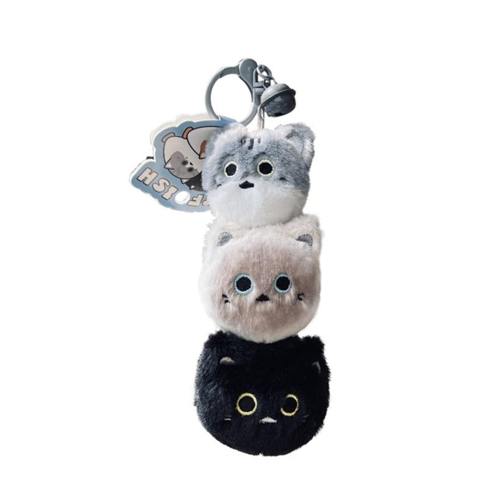 PP Cotton Animal Cat Keychain Fluffy Simulation Cat Plush  Key Ring  Home Decor