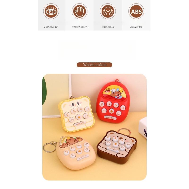 1PC handheld palm cartoon bread whack-a-mole game console electronic luminous toy small pendant keychain