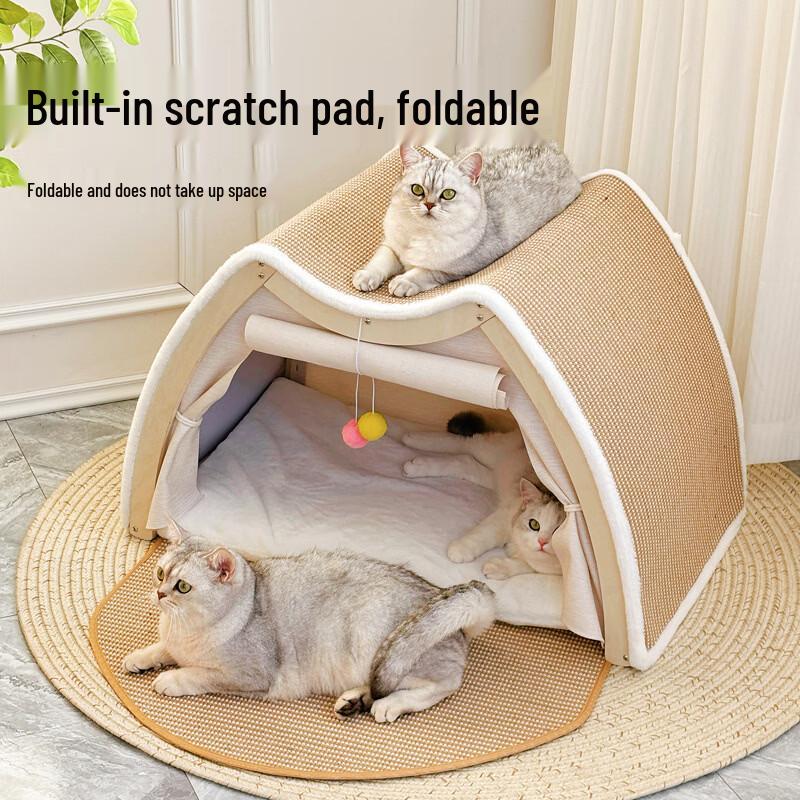 Jingwangrun Enclosed Cat Tent & Sisal Scratcher