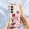 For Samsung Galaxy S25 Case Pink Elements Pattern Printing Straight Edge TPU Phone Back Cover