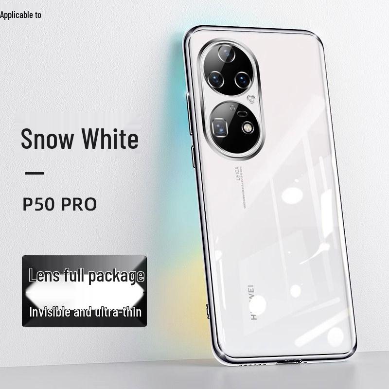 Ultra-Thin Transparent Silicone Case with Electroplated Soft Shell for Huawei P50 - Men's Anti-Fall Protection