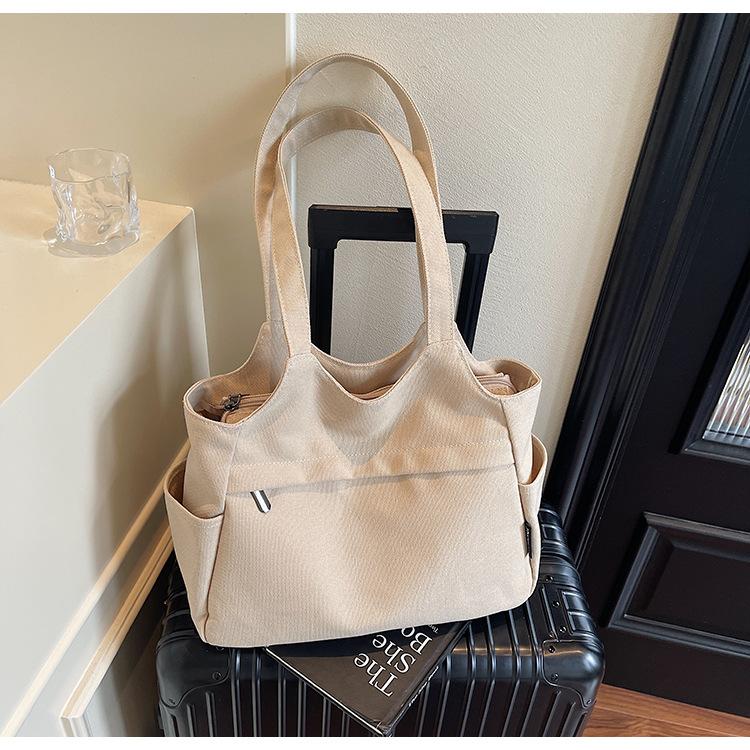 Large capacity wear-resistant canvas bag trendy tote bag lightweight women's shoulder backpack leisure travel handbag
