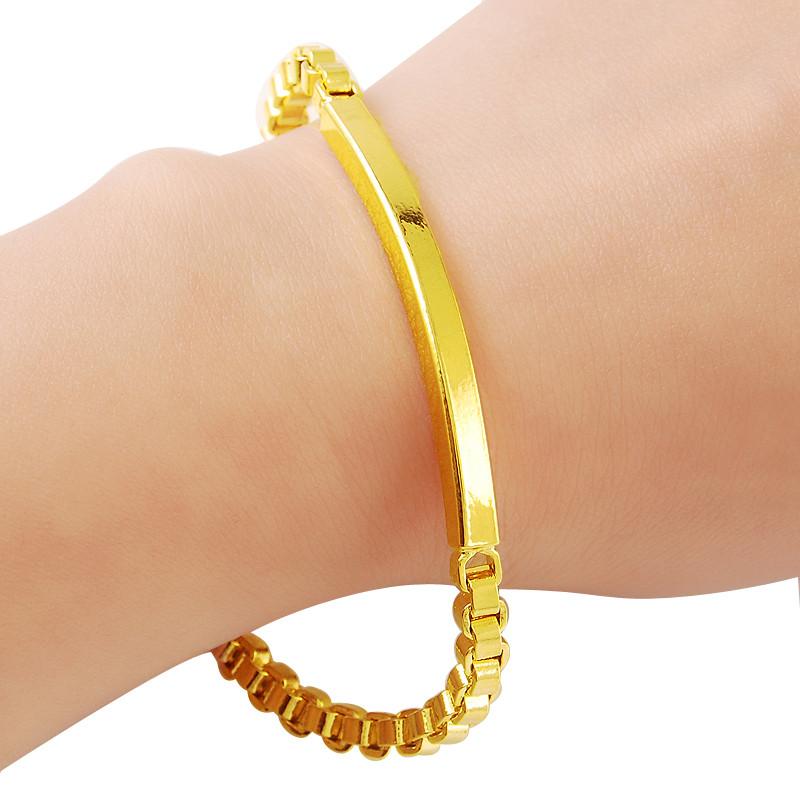24k Plating Gold Armband Mode Box Hand Kette Armbänder Für Frauen Männer Link Kette Armband Luxus Schmuck