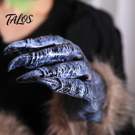 Werewolf Claw Gloves Realistic Claws Gloves, Furry Black Wolf Paw Costume Headgear, Halloween Non-falling Decoration Beast Animal Props for