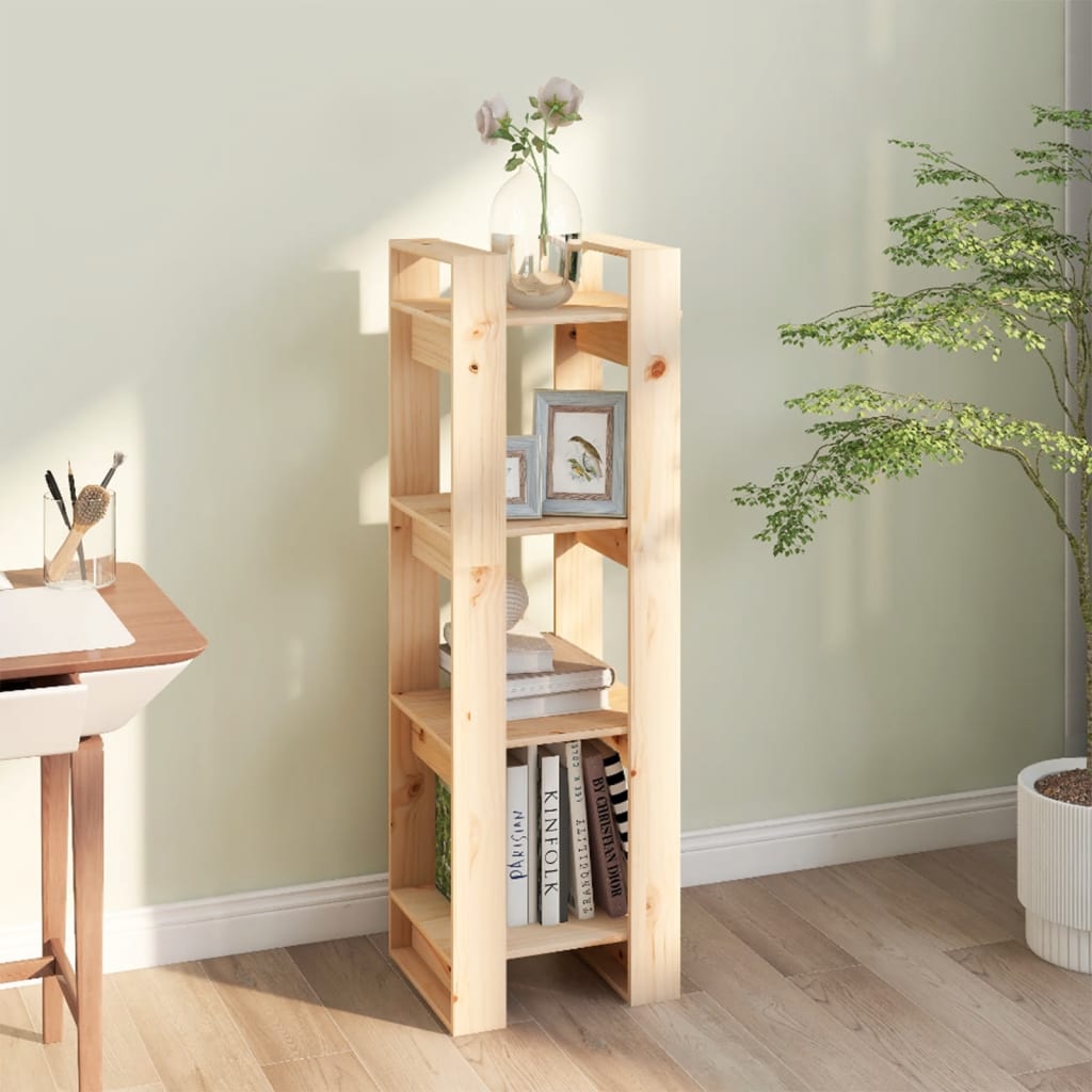 Vidaxl Bookshelf/Room Divider, 41X35X125 Cm, Solid Pine Wood