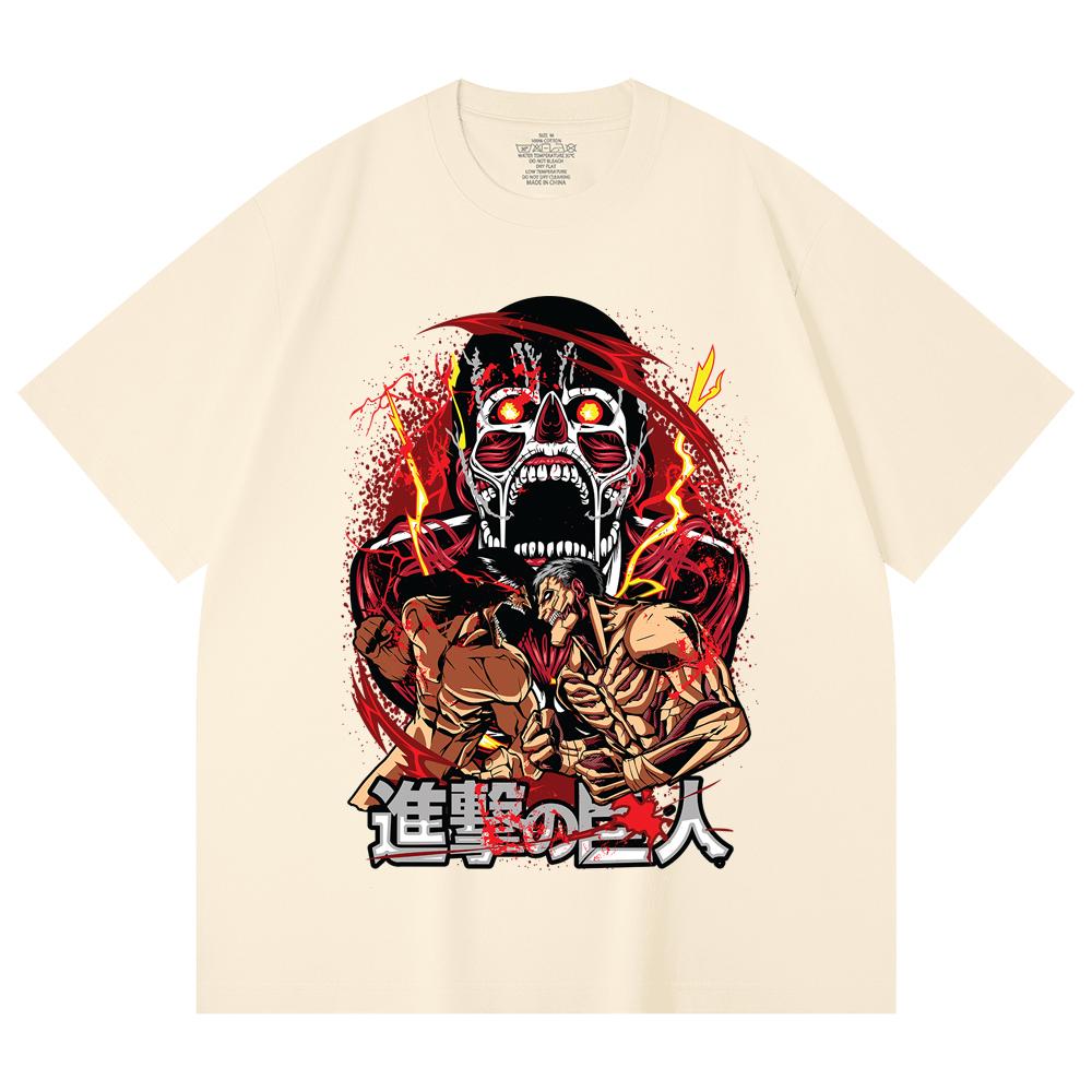 

230 Gsm 100% Cotton Attack on Titan V8 Print Unisex Heavy Cotton T Shirt XS абрикосовый