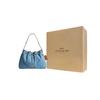 Coach Chain 35 Diamond Pattern Chain Shoulder Bag Denim Large Women Shoulder Bag Blue CDC02-IMTYV