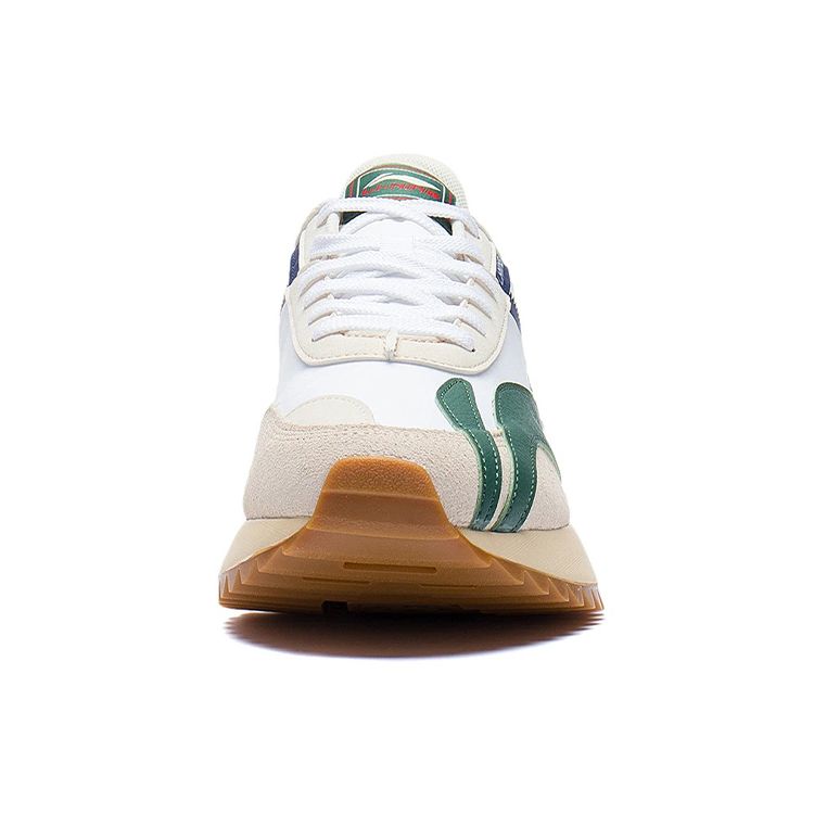 Li Ning Cargo Suede Fabric Leather Shock Absorbing Non-Slip Wear-Resistant Lightweight Low-Top Sports Casual Shoes Men Sneakers White Green AGCS261-6