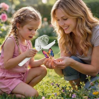 Handheld Insect Viewer Catcher Clear Window Non-contact Quick Release Outdoor Exploration Spider Bee Butterfly Catching Tool with Magnifier
