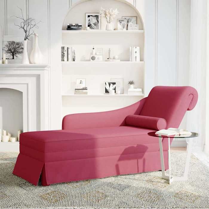 VidaXL Fauteuil long avec traversin et accoudoir droit rouge bordeaux, fauteuil, fauteuil de détente, fauteuil long 4009786