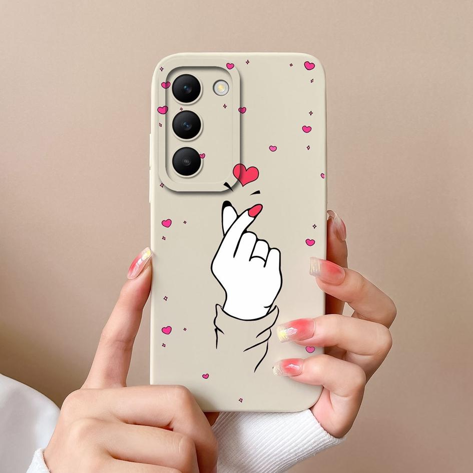 For Vivo Y100 (IDN) Y200e T3 V30 SE V30e V40 Pro Lite Phone Case Covers Lens Protection Soft Silicone Luxury Love Heart Pattern Housing For Vivo Shell