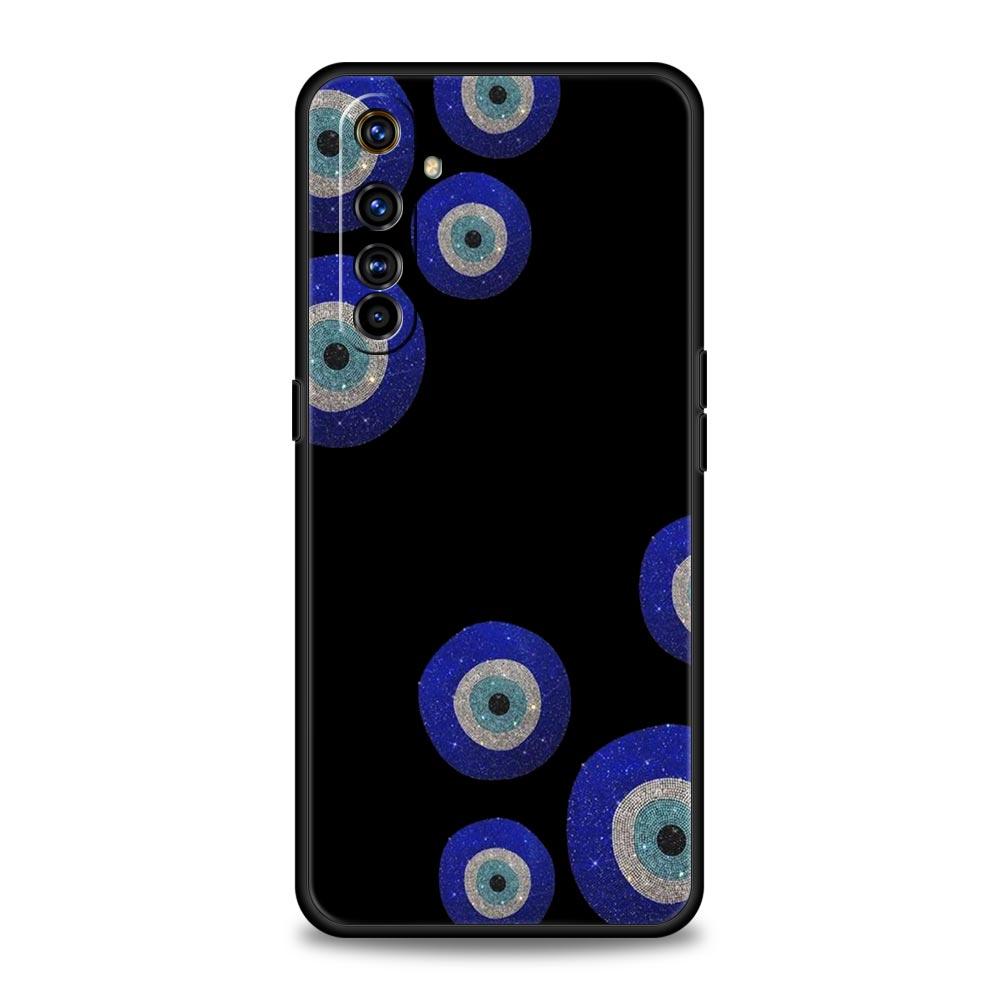 Lucky Eye Blue Evil Eye Print Phone Case For Realme 10 9 8 5G 7 6 GT2 Pro Plus 9i 8i C21 C11 C25 C35 GT Neo 2 3 3T Black Cover