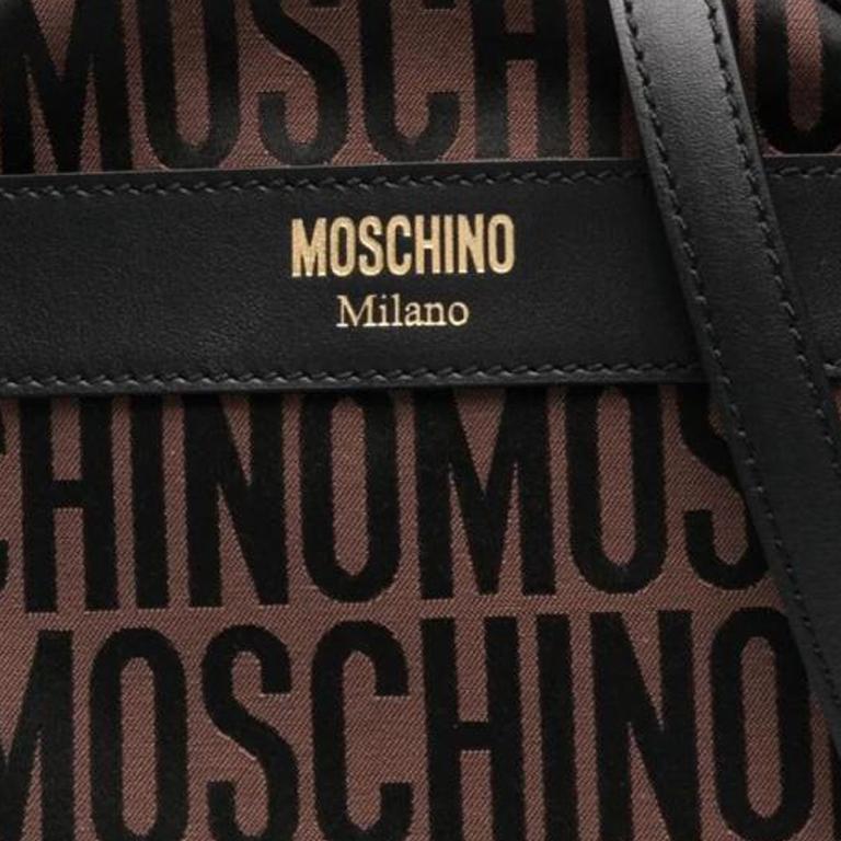 Moschino Classic Logo Print Gold Logo Letter Polyester Blend Crossbody Bag Women Bags Black Brown A74158268
