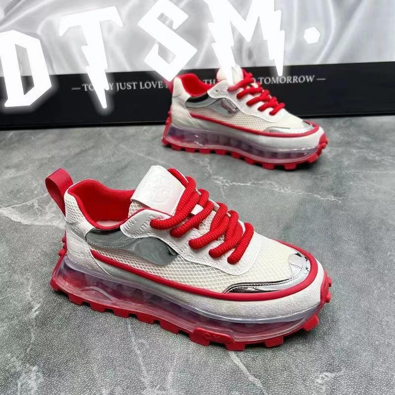 

Кроссовки повседневные мужские дизайнерские ретро кроссовки модные микрофибровые кожаные дышащие туфли с увеличенной внутренней платформой 38 красный