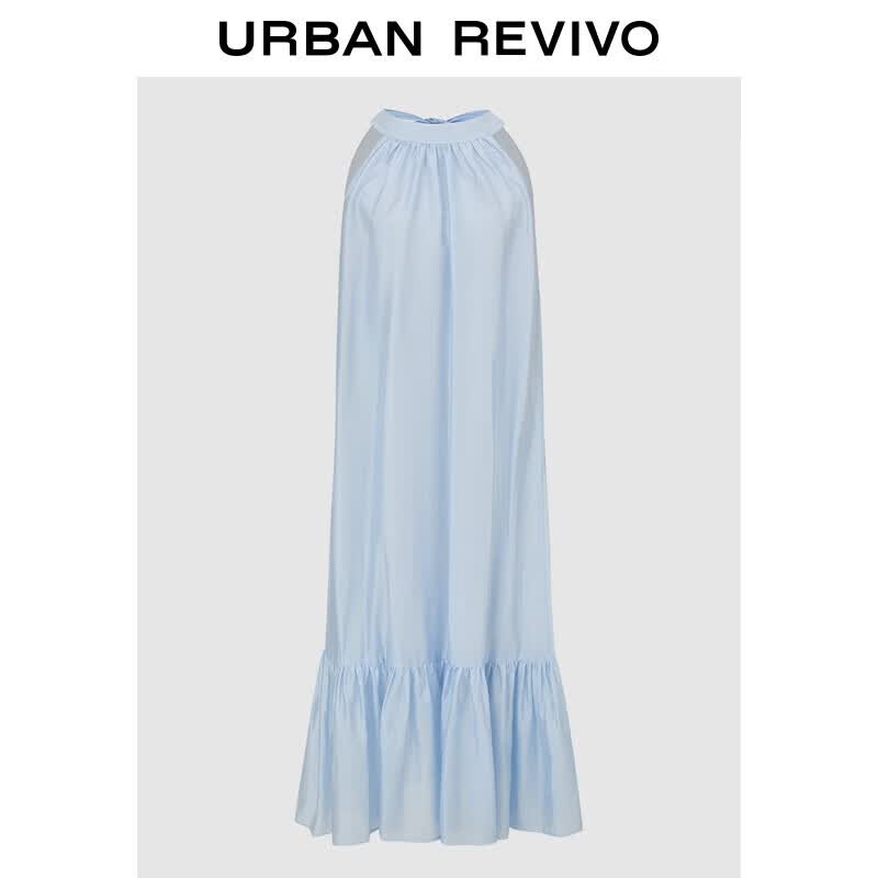 UR 2025 Women s Dopamine Tie-Strap Sleeveless A-Line Maxi Dress L светло-синий
