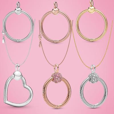 Neue 925 Sterling Silber & Rose Gold Farbe O Anhänger fit Original Halskette DIY Charme Perlen Schmuck Geschenk Heißer