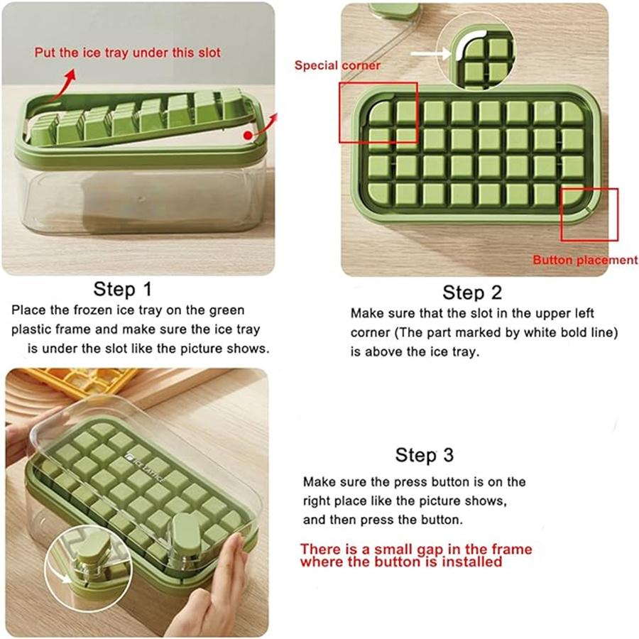 Ice Cube Tray With Lid And Bin, 1-Piece For Freezer, 32-Compartment Ice Cube Mould, Easy-Release Ice Cube Mould For Whisky