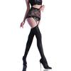 Sexy Plus Size High Waist Lace One-Piece Suspender Stockings Women Glossy Stockings 8D Erotic Open Crotch See-Through Temptation