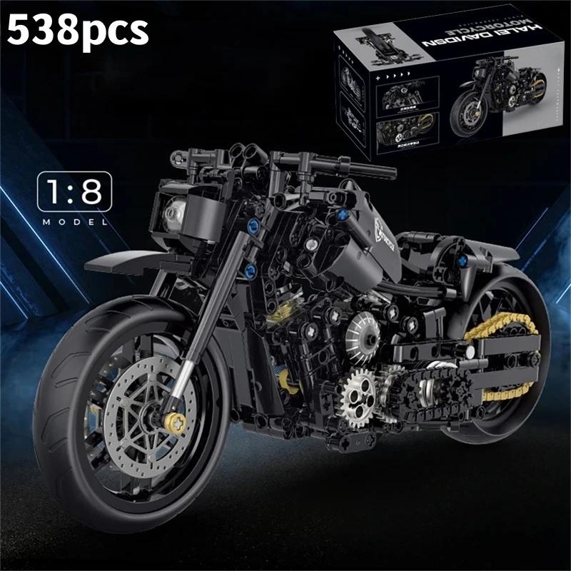 Technical MOC Construction Bricks Motorcycle Model Creative Building Kit Assembly Toys Educational Gift for Children Boys Girls