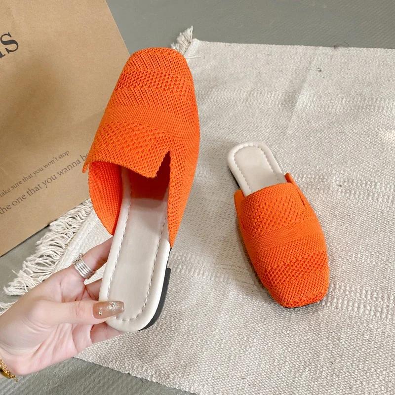 French Minority Slippers Fairy Shoes To Wear New Summer Soft Bottom Baotou Hollow Woven Flat Shoes for Women Maximum Size 42