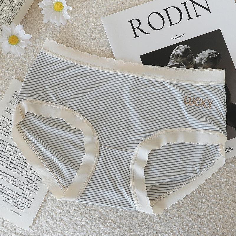 Spodní prádlo Dámské čisté bavlněné antibakteriální prodyšné proužek ve střední části pasu pohodlné hip lift sexy velké roztomilé dámské trojúhelníkové šortky