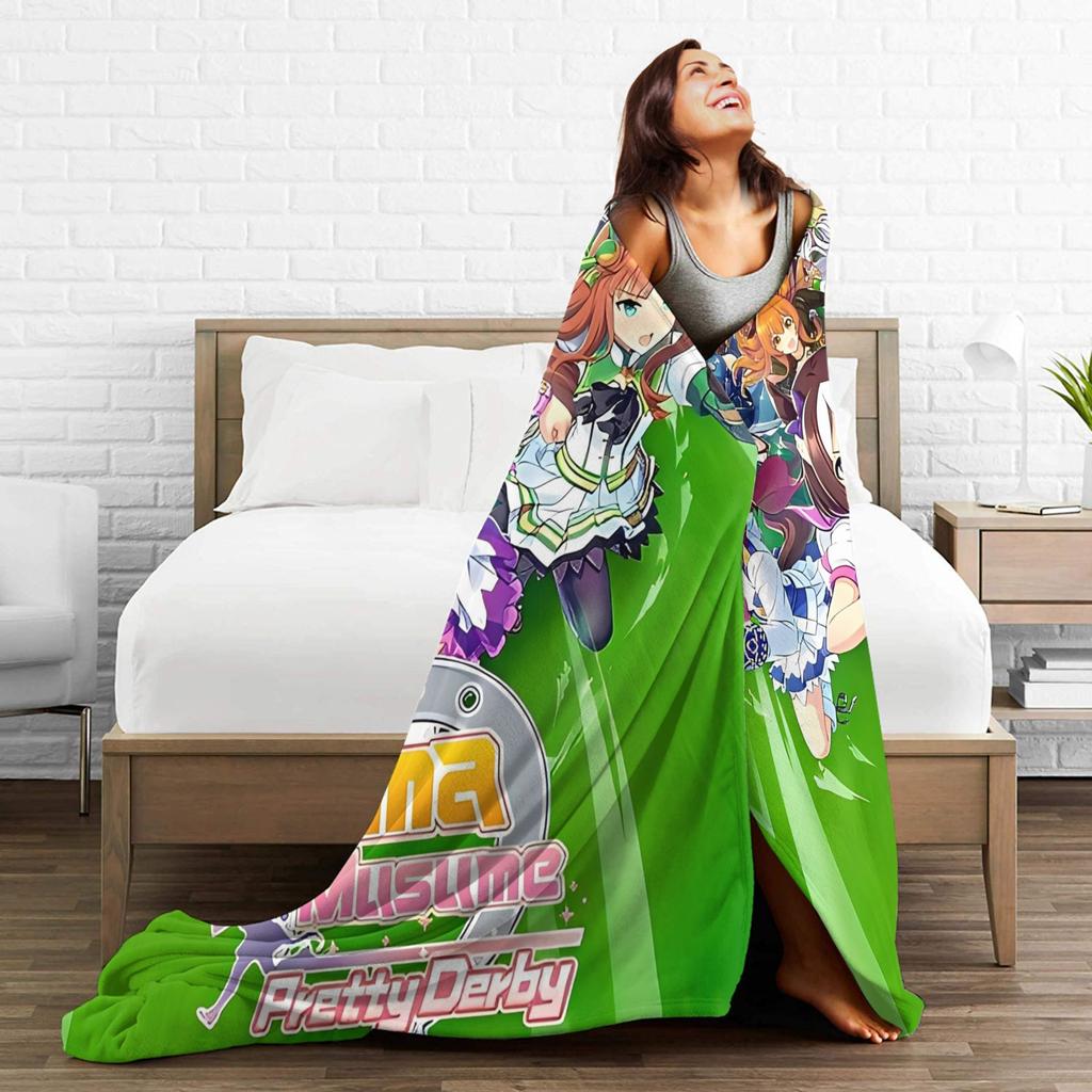 Umamusume Pretty Derby Blankets Anime Game Fuzzy Awesome Warm Throw Blankets for Chair Covering Sofa Spring/Autumn Travel