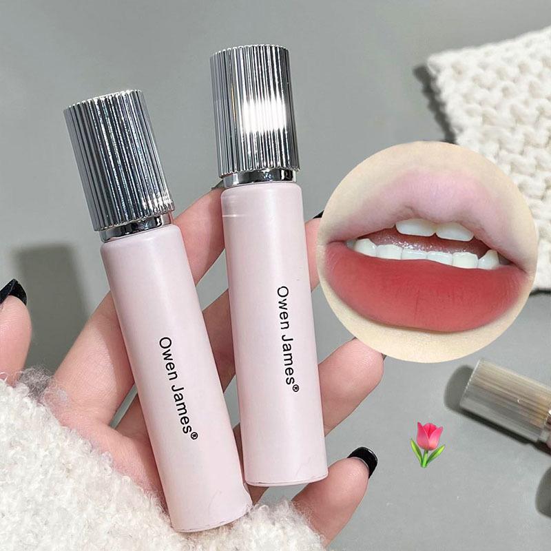 Korean Cute Pink Tube Matte Mousse Lipstick Long-lasting and Easy To Velvet Lip Gloss Playful Girl Lip Makeup Cosmetic