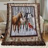 Flannel Throw Blanket Majestic Horse Collage Print Soft Warm Naptime Blankets All Season For Sofa Bed Home Decor Ideal Gift