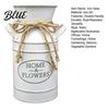 Farmhouse Style Flower Vase Vintage Iron Can Bucket Double-Handle Metal with Jute Bow