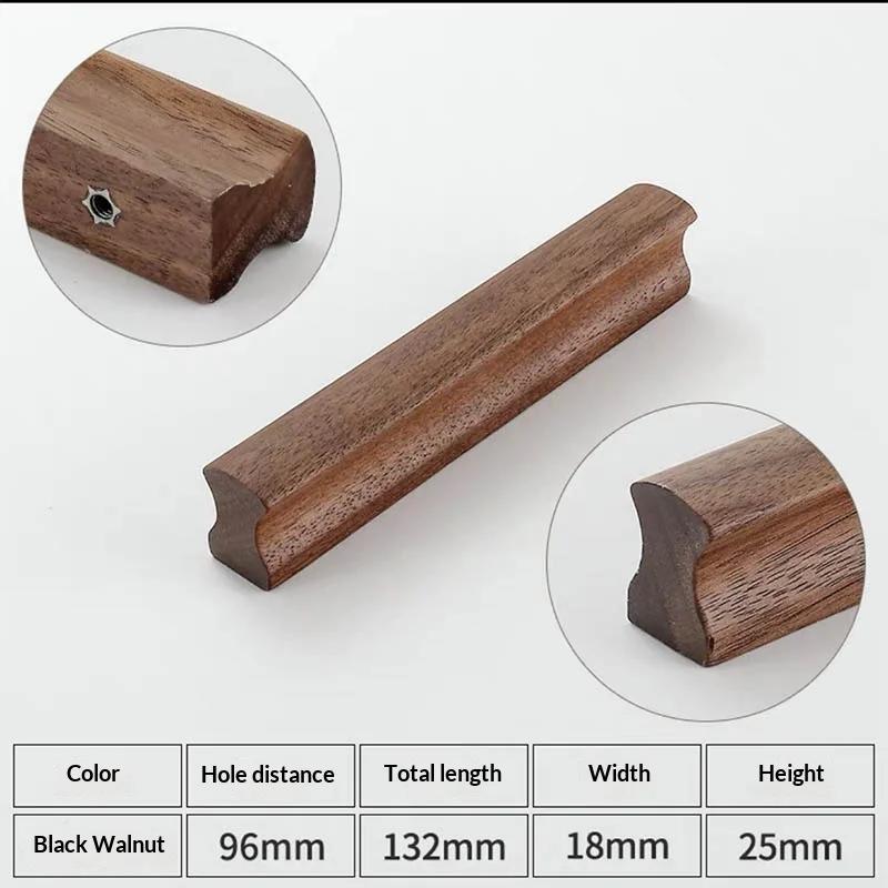 Drawer Knobs Kitchen Cabinets Pulls Long Handles Walnut Wooden Furniture Handle Cabinets and Drawers Dresser Knobs Wardrobe Pull
