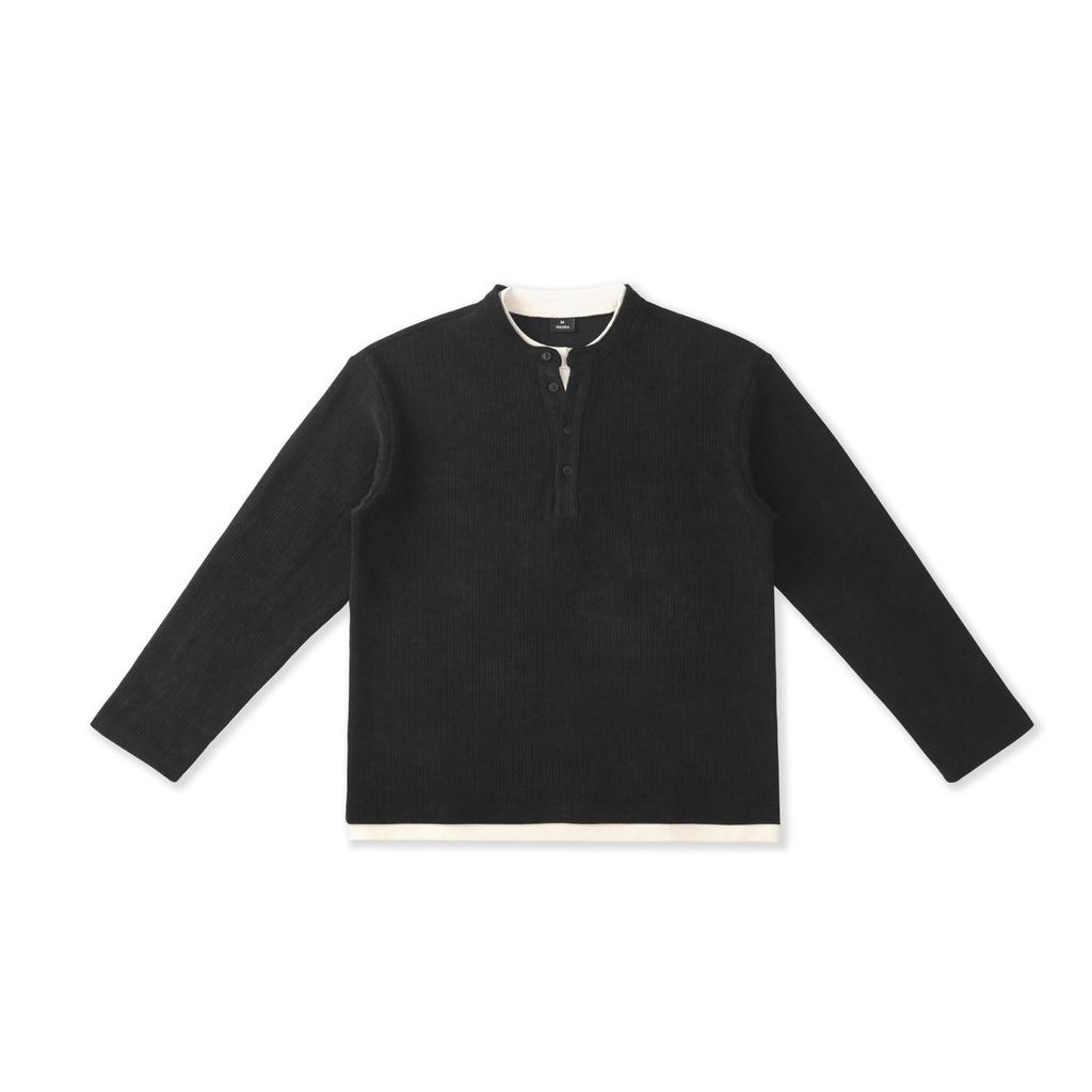 Men's Washed Two-Piece Look Long Sleeve American Streetwear Loose Heavyweight Plus Size Top 550