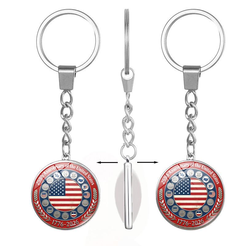 250th US Independence Day Rotating Alloy Keychain Gift