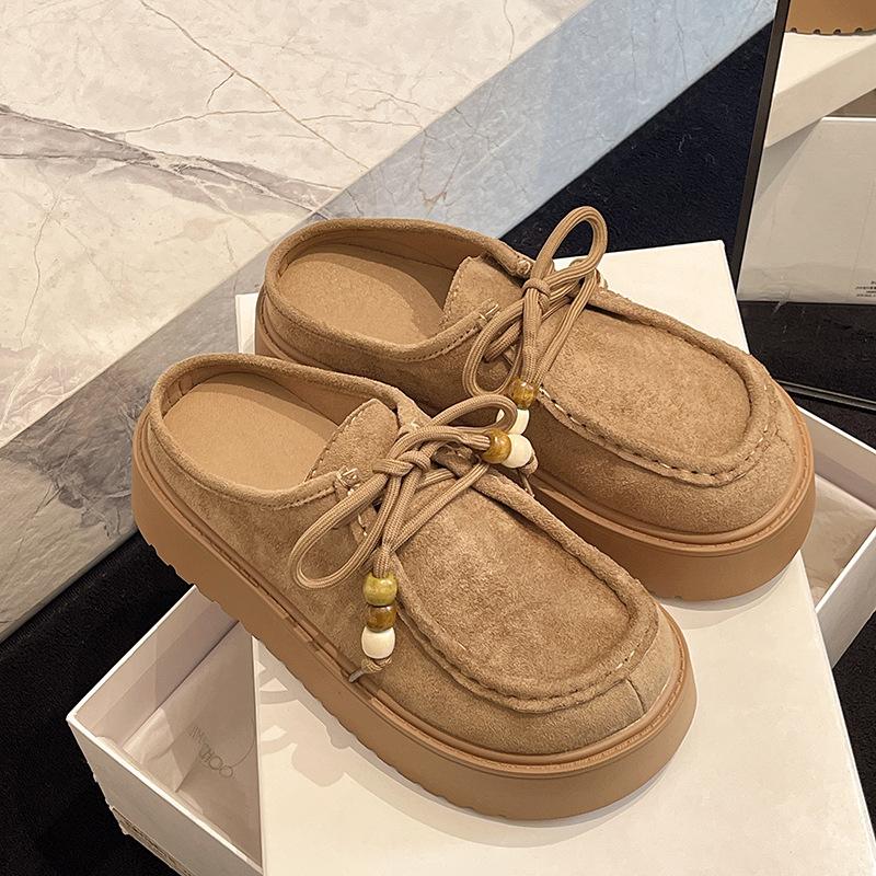 Retro Birkenstock slippers women's autumn wear 2025 new retro one-pedal bag head half slippers are good for casual shoes