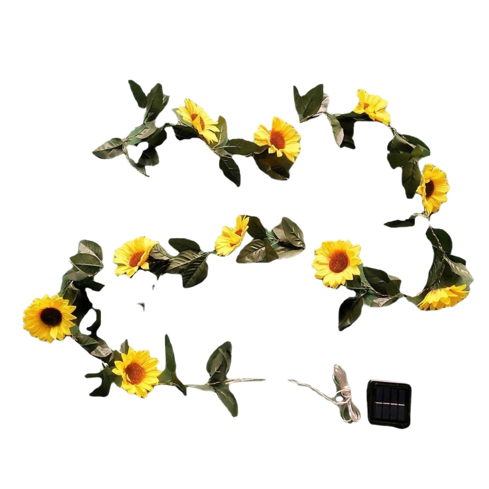 Solar-powered Sunflower String Lights With Gypsophila Plant Vine