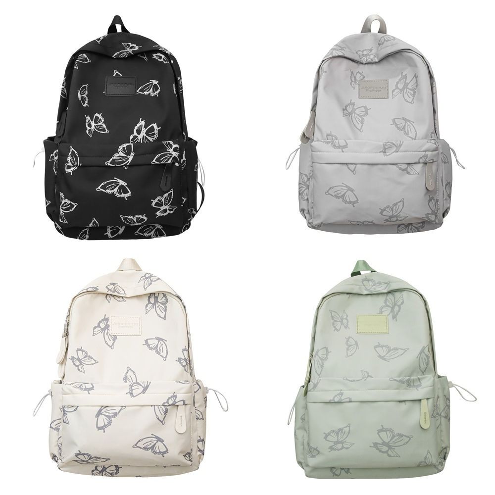 Small Pack Zipper Shoulder Bag Solid Color Casual Backpack Waterproof Butterfly Backpack Women