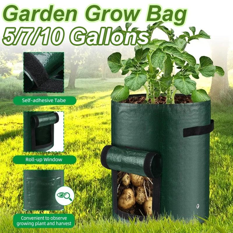 1PC Garden Potato Grow Bag PE Fabrics Gardening Thicken Pot Vegetables Planter Tub with Handles and Access Flap