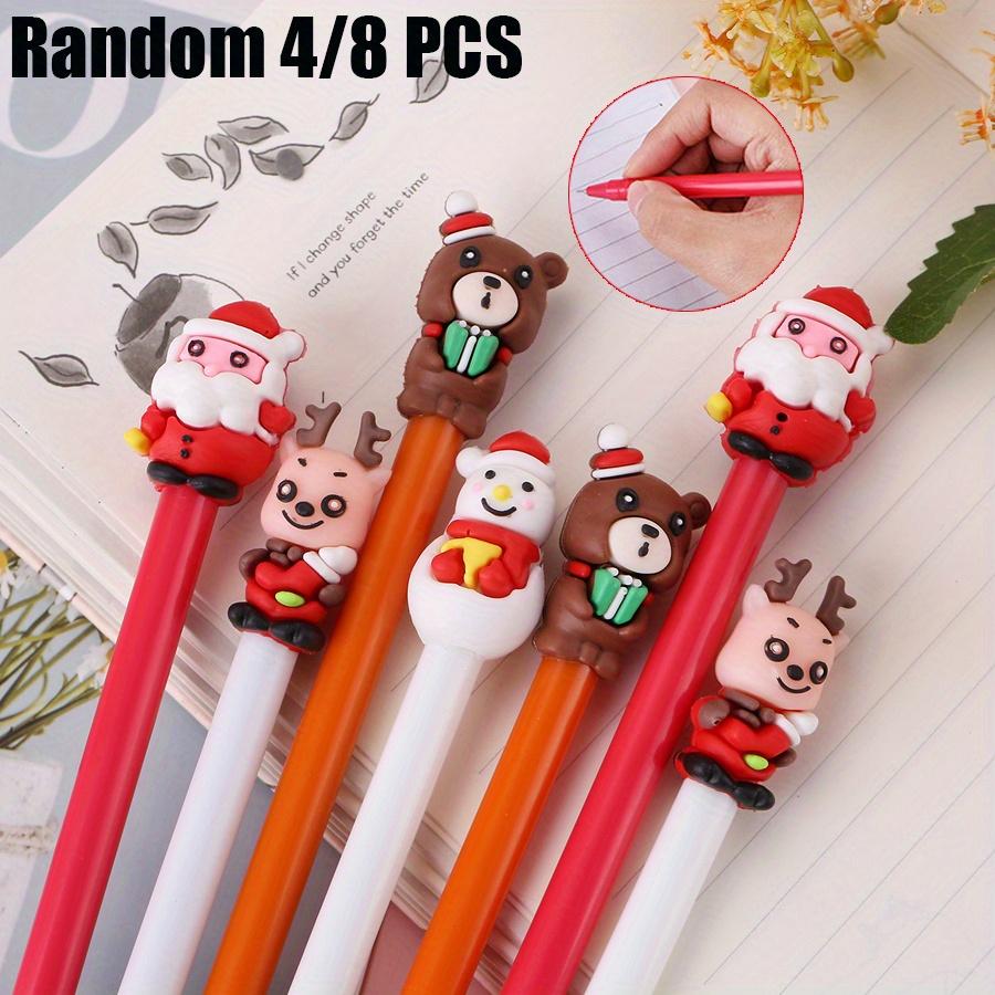 4/ 8Pcs Cute Brown Bear Toy Neutral Pen Black 0.5mm Write Smoothly for Student Class Reward Christmas Girl Toy Gift School Exam Prize Back To School