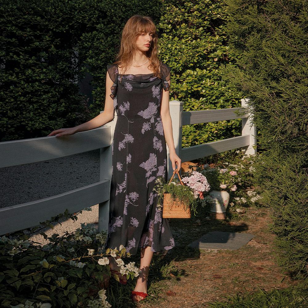 Simpeulleteulo Sr_Swing Collar Floral Dress