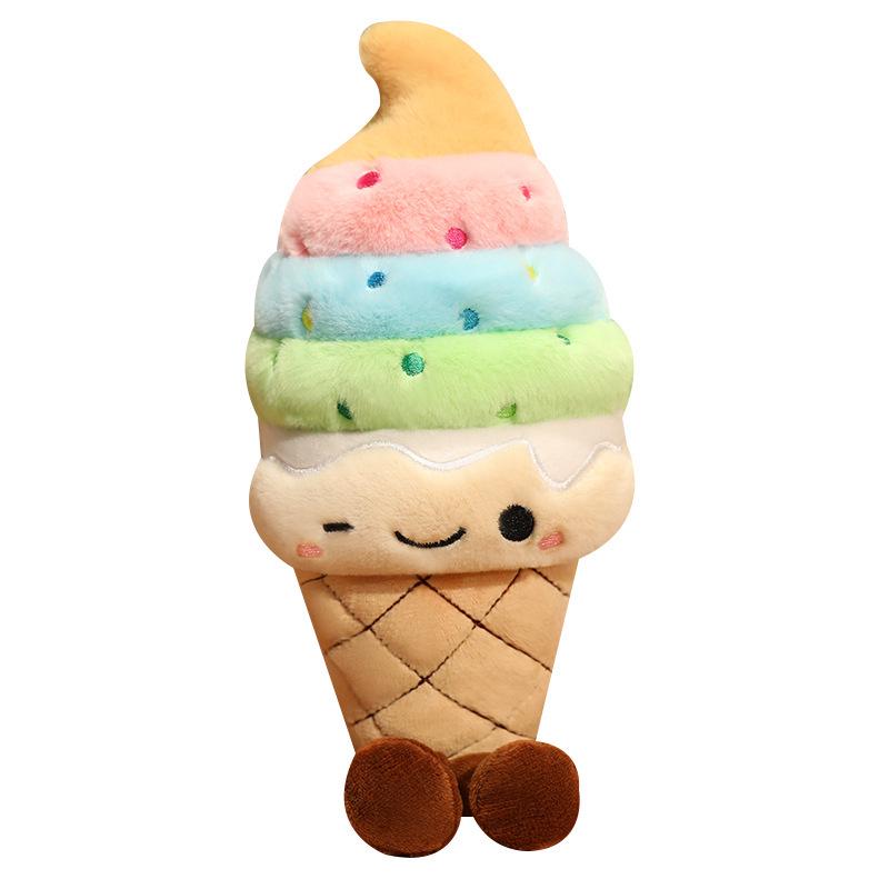Rainbow Ice Cream Plush Pillow Toy for Kids - Cute Cone Doll for Comfort and Birthday Gifts