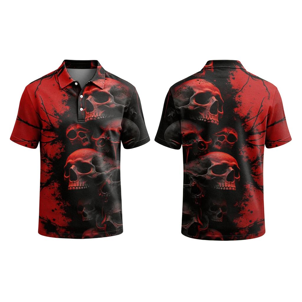 Men's Halloween Print Short Sleeve T-Shirt Stylish Casual Top