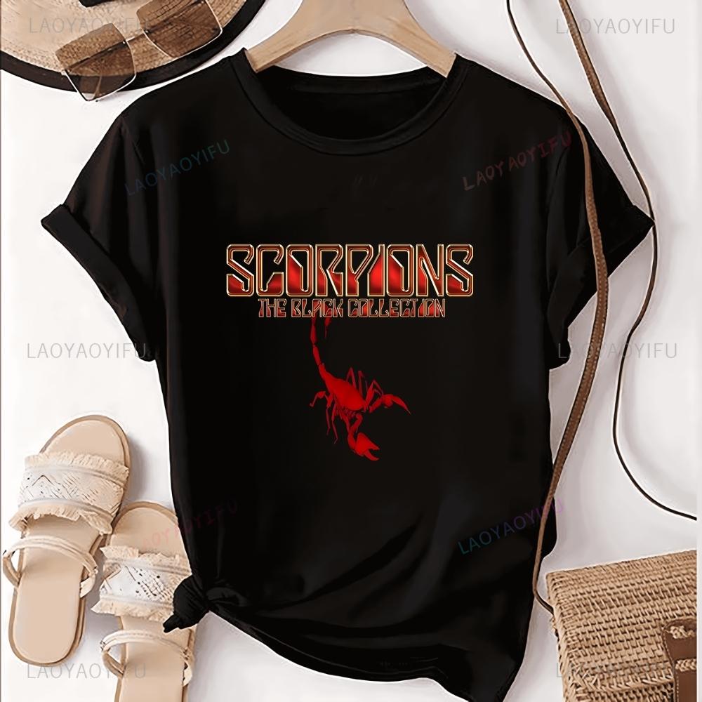 Loose and Retro Scorpions Rock Band Summer Y2K Short-sleeved Shirt Suitable for Both Men and Women, Large Size T-shirt